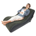 Chaise Lounger Inflatable Sofa Air Chair with Automatic Air Pump Portable Leisure S-Shaped Lounger for Indoor Living Room Bedroom, Outdoor Folding Blow Up Bed Backyard Garden Beach