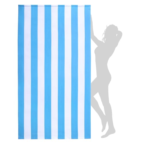 WILFA Extra Large Beach Towel - Oversized Mircofiber Beach Towel 40'' x 70'', XL Striped Lightweight Pool Towel, Big Cabana Swim Travel Towel for Adults Mens Women,Blue - color: Blue