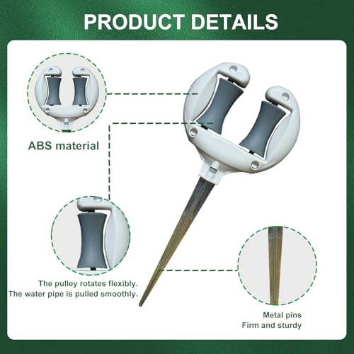 3 Pcs Garden Hose Guides for Outside - 10.6 Inch Rust-Proof ABS & Galvanized Metal Lawn Hose Guide Spike Holder, Roller Reel Lawn Hose Support, Garden Hose Guide Nail, Garden Hose Accessories