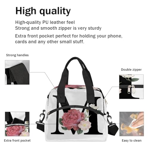 Letter M Insulated Lunch Bag for Women Men Reusable Waterproof Lunch Box Cooler Tote Bag One shoulder portable meal bag Portable Adult Lunchbox for Work Picnic Hiking Beach - color: Letter M