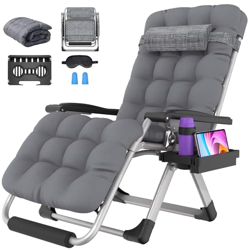 Suteck Oversized Zero Gravity Chair, 29In XL Outdoor Recliner Chair w/Removable Cushion&Headrest, Camping Lounge Chair w/Upgraded Lock&Footrest, Reclining Patio Chairs for Indoor Outdoor,500LBS - color: Antique Gray, size: XL 29 Inch