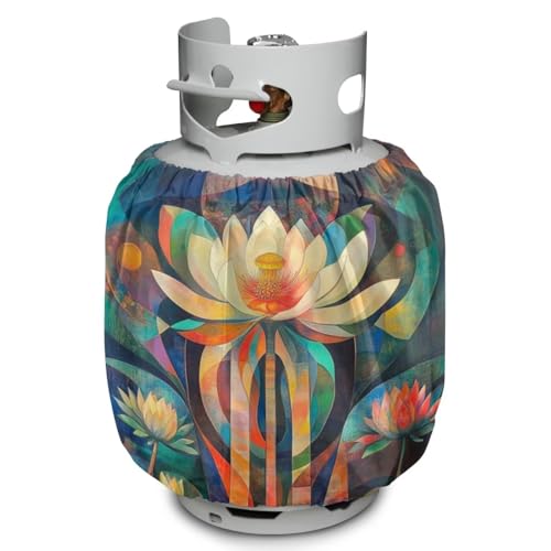 Lotus Flower Propane Tank Cover 20 LB Cylinder Covers for Outdoor and Indoor Use Dustproof Camper Propane Tank Cover - color: Lotus Flower