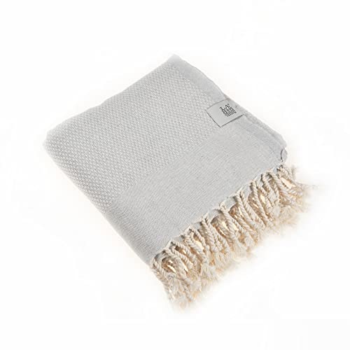 Beach Towel | Cotton Beach Towels, Easy to Carry, Sand Free, Highly Absorbent, Quick Dry, Turkish Towels for Travel Camping Bath Sauna Beach Gym Pool Yoga SPA by Lahammam, Akasya, Gray - color: Gray, size: Akasya