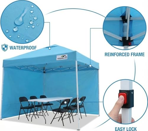 8x8ft Pop Up Canopy Tent with Removable Sidewall, Instant Shade Canopy with Vented Roof for Patio Outdoor Camping with Wheel-Bag, 4 Sand Bags, 8 Stakes, Sky Blue - color: Sky Blue