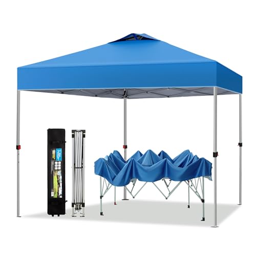 PHI VILLA 10x10 Pop Up Canopy Tent Easy Outdoor Sun Shade for Events Party Tent, 100 Sq. Ft of Shade, Blue - color: Blue, size: 10×10