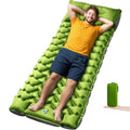 Ultralight Camping Sleeping Pad with Built-in Pillow & Foot Pump, Compact Inflatable Air Mattress for Backpacking, Hiking, Tent, Travel Camp & Outdoor Adventures - color: Green+grey
