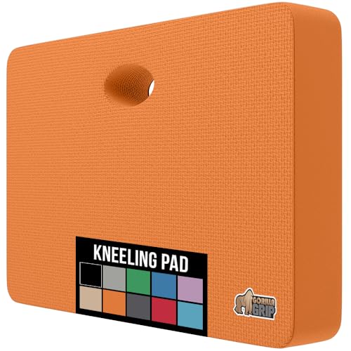 GORILLA GRIP® Extra Thick Patent Pending Supportive Foam Kneeling Pad, Large Cushion Knee Pads for Gardening, Baby Bath Time, Dirt and Water Resistant, Workout and Garden Supplies, 17.5x11, Orange - color: Orange