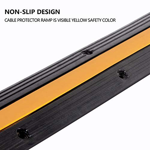 2 Pack Rubber Cable Ramp Hose Cable Protector Ramp 1 Channel 11000Lbs Load Capacity Traffic Speed Bump Wires Power Lines Extension Cord Cover for Indoor Outdoor - color: 11000Lbs-1Channel-2Pack