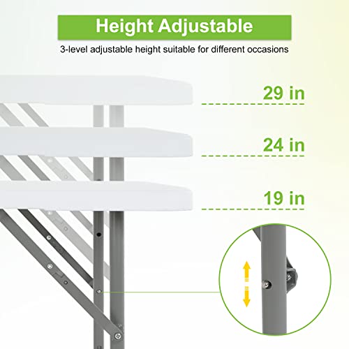 PayLessHere Folding Camping Table Plastic Picnic Table Office Table for Parties Wedding Camping Office with Carrying Handle (White, 4 FT) - color: White, size: 4 Ft
