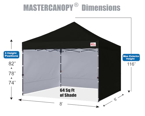 MASTERCANOPY Heavy Duty Pop-up Canopy Tent with Sidewalls (8x8,Black) - color: Black, size: 8x8