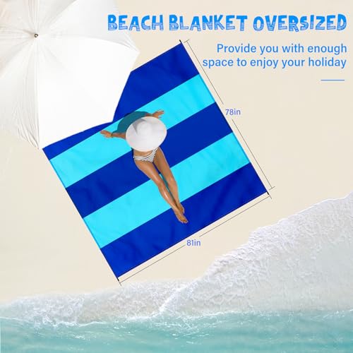 Beach Blanket 78''×81'' - Waterproof Sandproof Sand Free Oversized Mat for 1-5 Adults, Lightweight Durable Compact for Beach Travel Camping Hiking Picnic - color: Blue2, size: 78"x81"