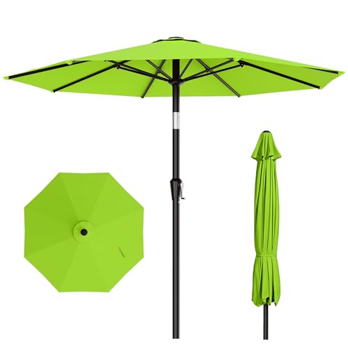 AreShark 10 FT Outdoor Patio Umbrella, Patio Table Umbrella with Push Button Tilt and Crank, Outdoor Patio Umbrellas with 8 Fiberglass Ribs, Patio Umbrellas for Market, Garden, Pool (Apple Green) - color: Apple Green