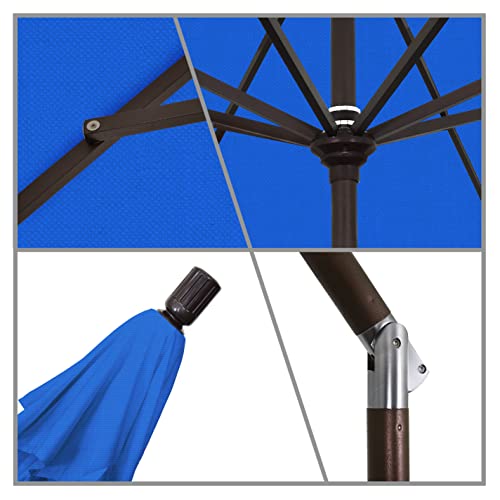 California Umbrella 9' Round Aluminum Market Umbrella, Crank Lift, Collar Tilt, Bronze Pole, Royal Blue Olefin - color: Royal Blue