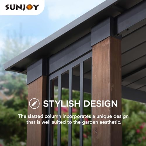 Sunjoy 11 x 13 ft. Hardtop Gazebo Outdoor Cedar Frame Wood Gazebo with Black Steel Hardtop Roof for Patio, Garden, Backyard, and Lawn Activities by SummerCove - style: Gazebo w/Stylish Design
