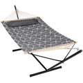 ANOW Double Hammock with Stand Included, 2 Person Hammock with Stand for Outside, 450 LBS Weight Capacity, Gray Cube - color: Gray Cube, size: 2 Person With Stand