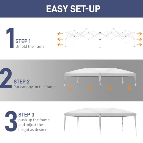Outvita 10x20ft Ez Pop Up Outdoor Canopy Tent, Portable Commercial Instant Tent with Carry Bag for Party Wedding Birthday BBQ Events - style: 10x20-white