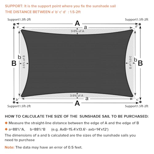 Artpuch Sun Shade Sail, 8'X20' Dark Grey Rectangle Curved Edged Sun Shade, Commercial Grade 185GSM HDPE UV Permeable Outdoor Shade Cloth for Deck, Backyard, Patio (Custom Sizes Made) - color: Dark Grey, size: 0 8' X 2 0'