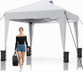 SANWAY 10x10 Pop up Canopy Tent, One-Button, Outdoor Instant Canopy Protable for Events, Camping, Parties, Vendor, Beach Tent - White - color: White