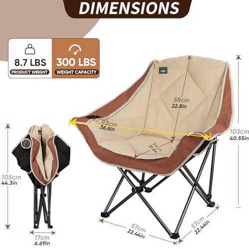 Northroad 2 Pack Oversized Camping Chair,Outdoor Padded Folding Lawn Chair w/Cup Holder,Carry Bag for Beach, Hiking, and Picnics,Heavy-Duty 300-lbs Capacity, Moca&Cream - color: Moca&cream