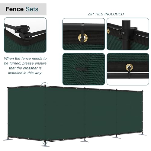 ECOOPTS 6'Hx12'L Privacy Fence Set with Poles and Rails Ground Spikes Fence Kit for Patio Garden Pool Yard (Green) - color: Green, size: 0 6'Hx12'L