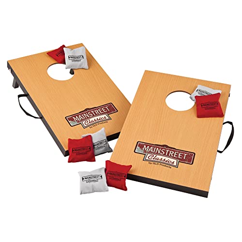 Mainstreet Classics Micro Bean Bag Toss: Travel Sized, (16" x 10.5" Boards) Mini Cornhole Game Set Wood/Multi