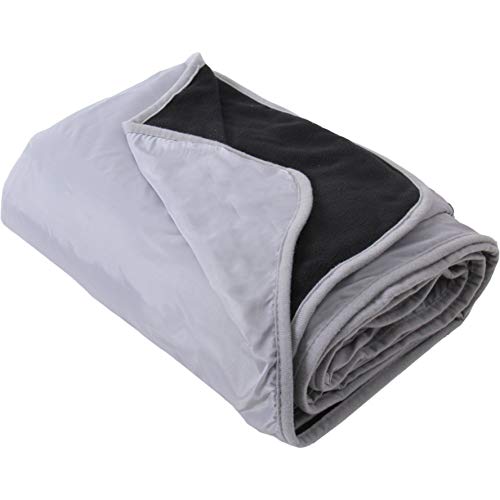 Threadart Outdoor Rainproof & Windproof Thick Stadium Blanket | for Camping, Picnic, Sports, Festivals, Football, Baseball, Concerts, Parks, Beach 55" x 79" - color: Black/Grey