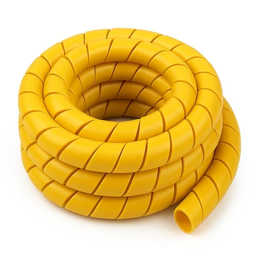 Electriduct 5/8 Inch Heavy Duty Spiral Wrap HDPE Flexible Plastic Cable Sleeve Hose Protector 25 Feet - Yellow - color: Yellow, size: 0.64 in - 25 ft