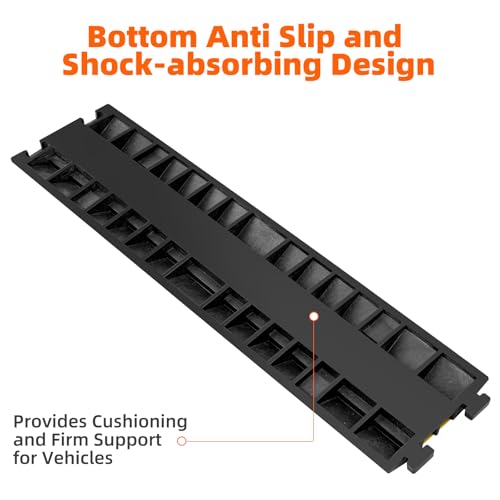 2 Channel 3 Pack Cable Protector Ramp Traffic Wire and Hose Ramp Cord Cover Heavy Duty Channels 11,000 lbs Load Capacity Cable Wire Ramps Speed Bump Driveway Cable Protective Cover - size: 2 Channel 3 Pack