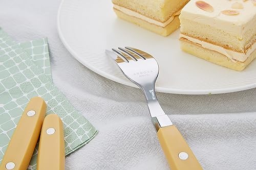 ANNOVA Silverware Set, Retro/Rivet Colorful Stainless Steel Tableware Kitchen Flatware Set Utensils, Includes Dinner Knives, Forks, Spoons, Salad Forks & Dessert Spoons (Ginger Yellow, 20 Pieces) - color: Ginger Yellow, size: 20 Pieces