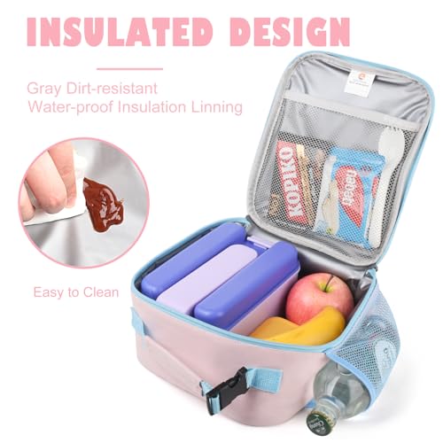 CaCTOUR Lunch Box Kids,Premium Insulated Lunch Bag for Girls Boys,Soft Bag Mini Cooler Back to School Thermal Reusable Lunch Bag for Work School Picnic (Pink) - color: B-Pink
