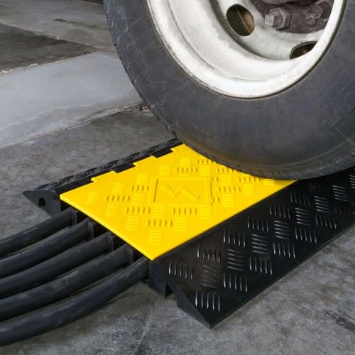 5-Pack Bundle of 5-Channel Modular Industrial Rubber Cable Ramp Middle Sections