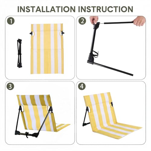 Stripes Foldable Pool Chair,Ultra-Light Portable Beach Chair with Carry Bag for Sunbathing Swimming Poolside Picnic Lawn Road Hiking Trips (1, Yellow and White) - color: Yellow and White