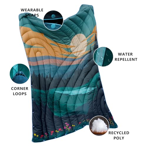 Camping Blanket,Lightweight Puffy Printed Camping Blanket Packable Outdoor Blanket for Camping,Traveling, Stadium, Hiking, Picnics - color: Dusk Pool, size: 39x55"