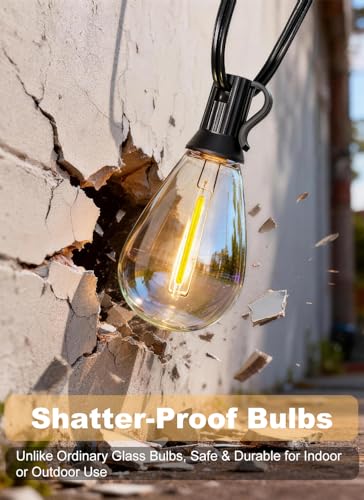 50FT Outdoor String Lights Waterproof, 20+1 Shatterproof S11 LED Bulbs, Extra Long Patio Lights for Outside, Bistro Cafe Decor, Backyard Garden Hanging Lights, Outside Fence Light String - size: 50FT