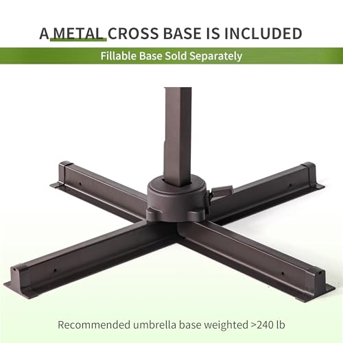 JZAC & QZYD 9x12 FT Outdoor Cantilever Patio Umbrella with LED Lights, Large Heavy Duty 2-Tier Aluminum Offset Umbrellas with 360-Degree Rotation for Pool Deck, Grey - color: Grey, size: 9'×12'