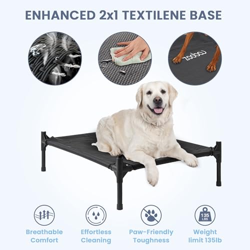 Zooba 36" Large Dog House for Large Dog Indoor or Outside, Weatherproof 600D PVC Outdoor, Featuring Breathable 2x1 Textilene Elevated Dog Bed, Easy Clean (Brown) - color: Brown, size: Large: 36 inch