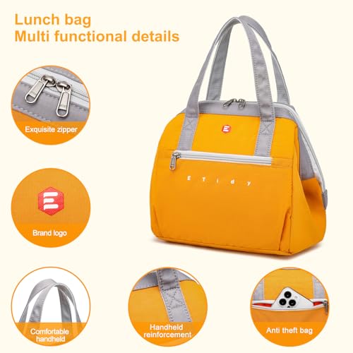 ETidy Fashionable & Lightweight Reusable Lunch Bag Large Capacity Waterproof & Leak Proof Lunch Box Insulated Cooler Lunch Tote For Women Adult To Work Travel Outdoor(Blue) - color: Light Blue