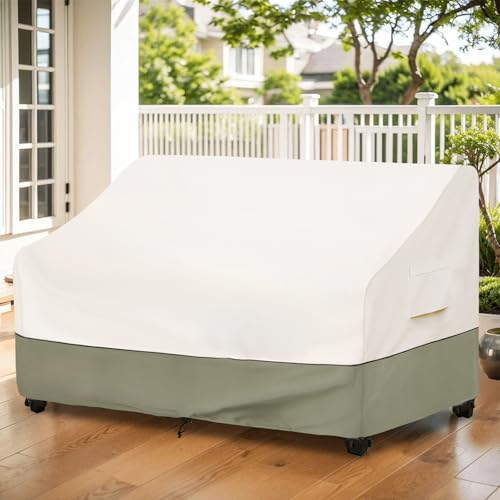 Bitubi Waterproof Patio Sofa Cover, Heavy Duty 3-Seater Outdoor Couch Cover Size Up to 85W x 38D x 35H Inches, Lawn Patio Furniture Covers with Air Vent (Beige) - color: Sofa-beige, size: 85"W x 38"D x 35"H