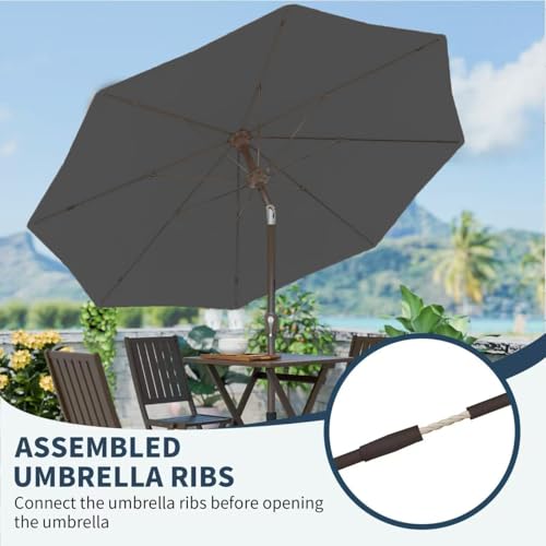 PatioKingdom 11FT Patio Umbrella,Outdoor Umbrella with Push Button Tilt and Crank,Market Table Umbrella with 8 Sturdy Fiberglass Ribs UV Protection - color: Gray, size: 11FT