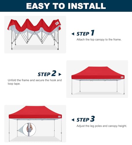 MASTERCANOPY Pop Up Canopy Tent Commercial Grade 10x15 Instant Shelter (Red) - color: Red, size: 10x15