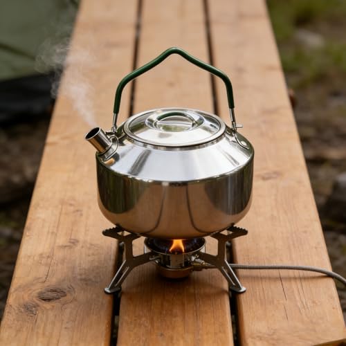 Stainless Steel Camping Cookware, durable, easy to clean, and quick to heat up. Durable camping pots and pans, perfect for family picnics, camping, backpacking, hiking.