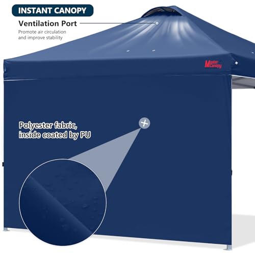 MASTERCANOPY Durable Pop-up Canopy Tent with 1 Sidewall (10'x10',Navy Blue) - color: Navy Blue, size: 10x10