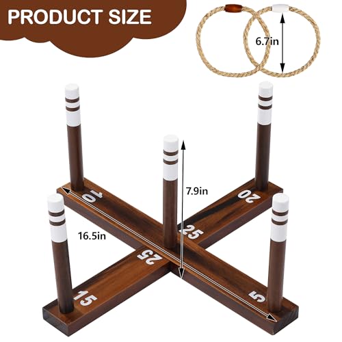 Ring Toss Game for Kids & Adults, Outdoor Yard Games for Adults and Family, Premium Ring Game with 6/10 Rope Rings & Carrying Bag, Perfect for Lawn, Backyard, Beach, Camping - size: Standard