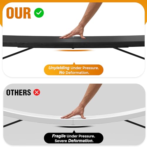 8 Ft Plastic Folding Table,Heavy Duty Portable Table for Indoor & Outdoor,Wood Grain Desktop & 400lbs Weight Capacity,Premium Solutions for Camping,Picnic,BBQ and Party - size: 8 ft (1-Pack) - Black