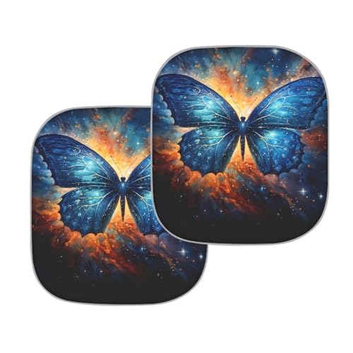 Butterfly Flame 2 Pack Windshield Sun Shade UV Sun Heat Reflecting Foldable Front Windshield Sun Shade Summer Front Window Visor Shield Automobile Interior Sets - color: Butterfly Flame