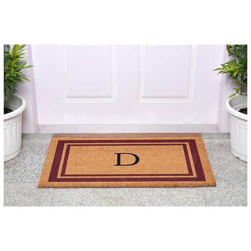 Calloway Mills 152992436D Burgundy Border 24" x 36" Monogram Doormat (Letter D) - color: Letter D, size: 2' x 3' (Yes)