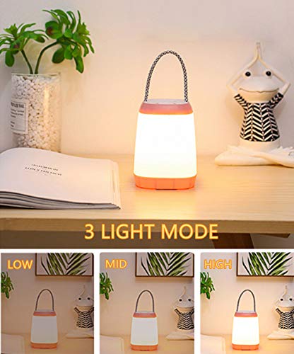Night Light for Kids, USB Rechargeable Nursery Lamp Portable Camping Lantern with 3 Light Modes for Camping,Emergency,Bedroom,Indoor and Outdoor(Pink, 1 Pack) - color: Pink