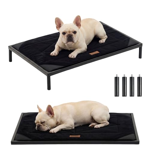 ZOMISIA Chew Proof Elevated Dog Bed for Medium Dogs - Raised Pet Cot with Removable Waterproof Padded for Outdoor Use, Indestructible and Washable, 36" L x 24" W x 5" H, Black - size: M - 36"l X 24"w X 5"h