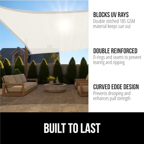 GORILLA GRIP Heavy Duty Sun Shade, UV Protection Fade Tear and Rust Resistant Rectangle Sunshade Canopy, Curved Edges Blocks Sunlight, Breathable Sail, Outdoor Patio, Lawn Garden, 6x10 FT Butter Ivory - color: Ivory, size: 6' X 10', style: Rectangle