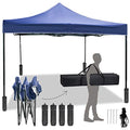 FDW Canopy Tent, Commercial Instant 10x10 Heavy Duty Canopy, 300D Waterproof Adjustable Canopy with Wheeled Carry Bag, 4 Sandbags and 4 Stakes - color: Blue